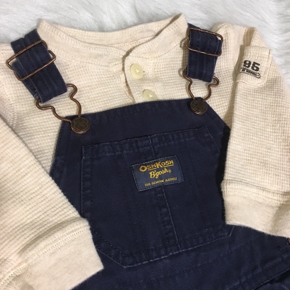 [Osh Kosh] Blue Overall and Waffle Knit Onesie - Picture 2 of 5